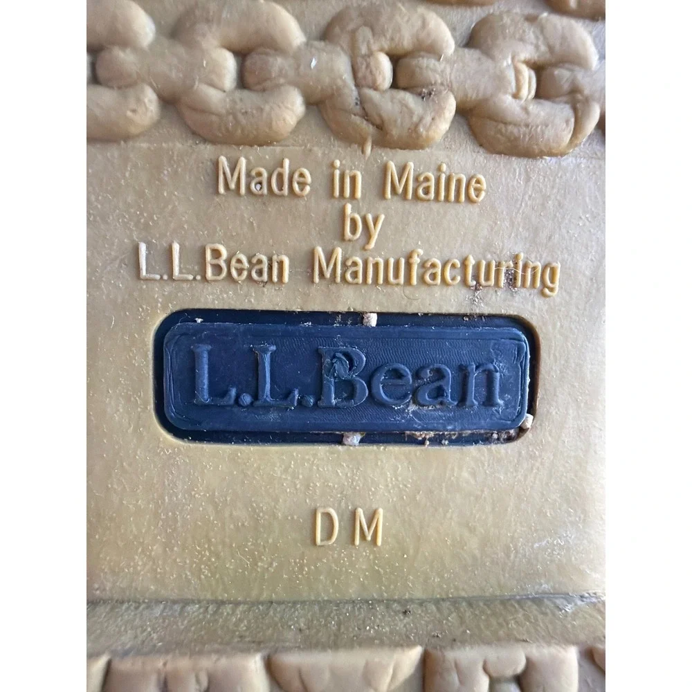 LL Bean 8 Inch Duck Boots Mens 9 Brown Navy Leather Waterproof Rain Snow Maine